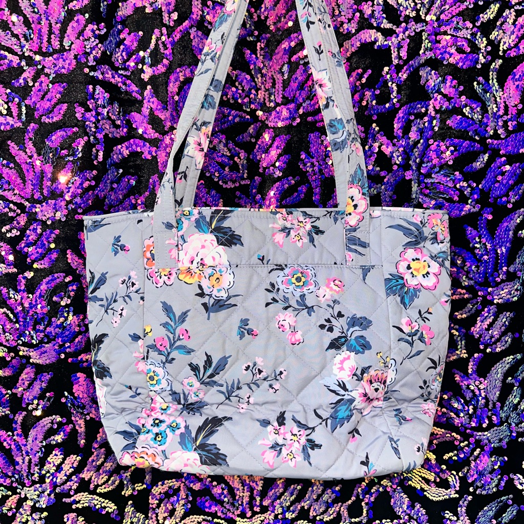 Vera Bradley Floral Tote Bag - Gray And Pink